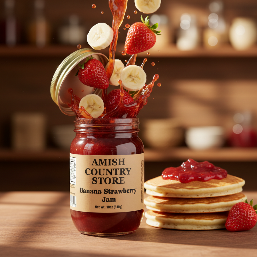 Banana Strawberry Jam | Sweet Old-Fashioned Fruit Spread | 18 oz – product listing image 1