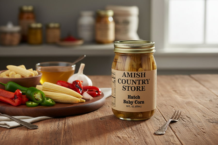 Hatch Baby Corn | Sweet & Zesty Pickled Corn | 16 oz – product catalog photo 1