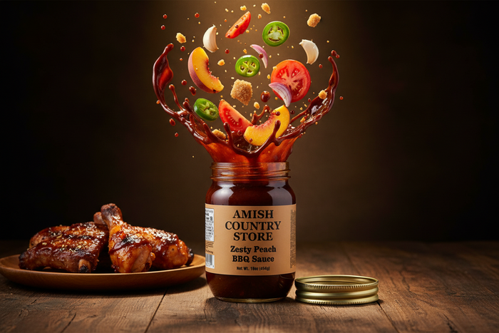 Zesty Peach BBQ Sauce | Sweet Heat Barbecue Glaze | 16 oz — product listing photo 1