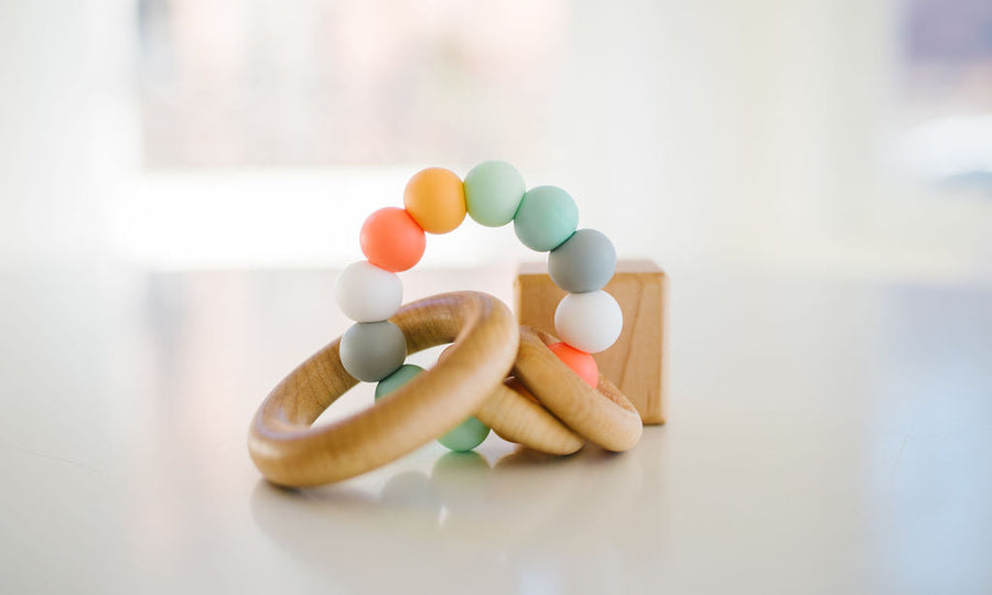 Saturn Ring Baby Teether: Maple & Silicone