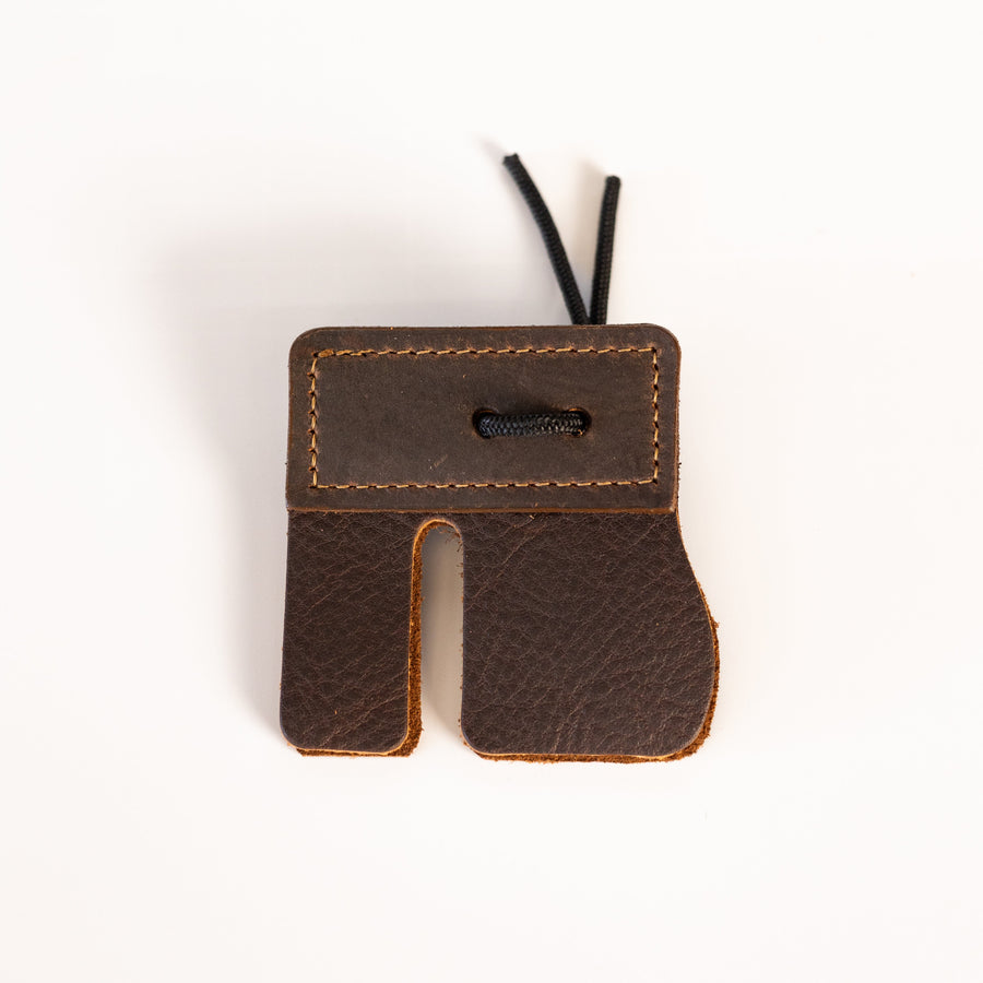 Split-Finger Leather Archery Tab — split-finger tab with adjustable cord