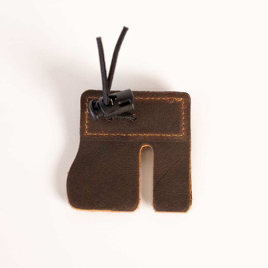 Split-Finger Leather Archery Tab — front view of chrome-tanned split-finger tab