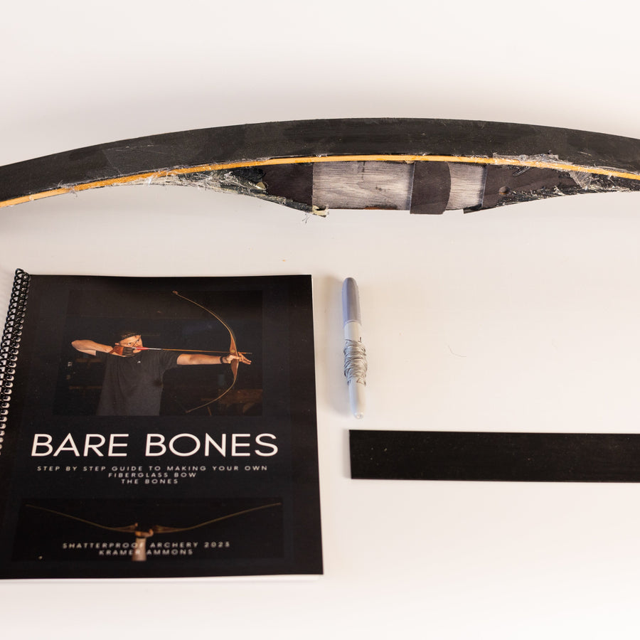 Bare BONES Fiberglass Bow-Building Kit — blank with Bare BONES instruction booklet