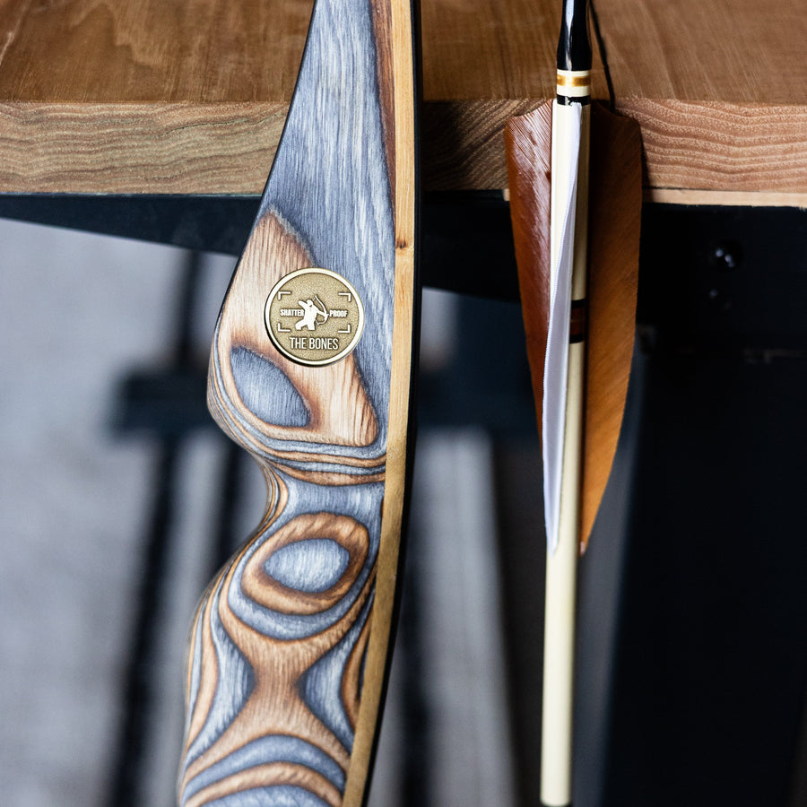 BONES Reflex-Deflex Longbow — BONES handle and arrow shelf