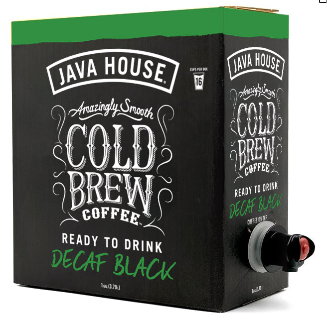 Decaf cold brew box with dispensing spout