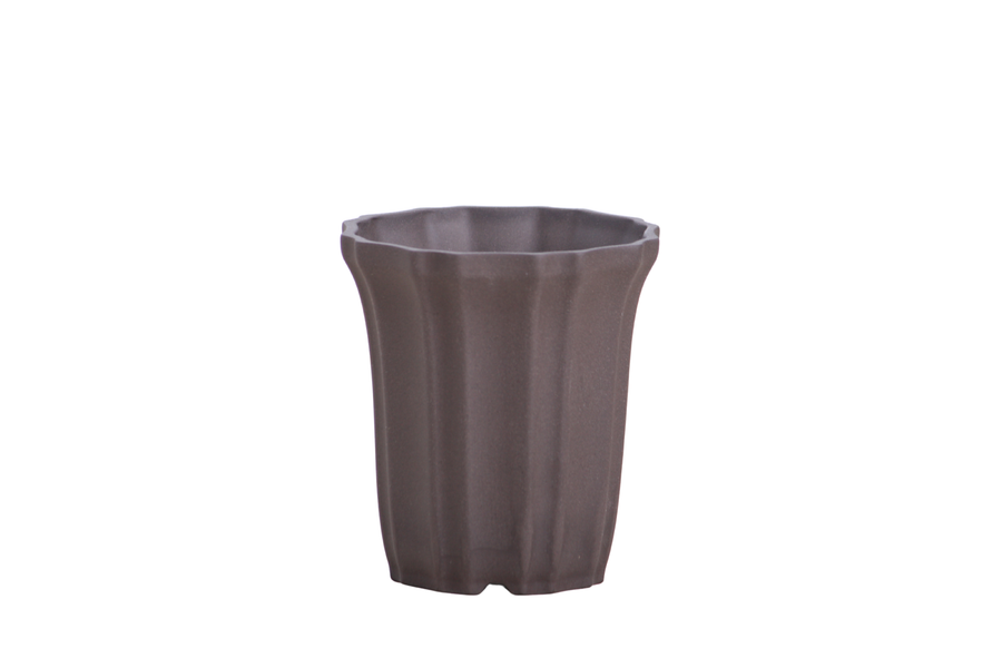 3-Inch Flower Cascade Bonsai Pot - Unglazed Black