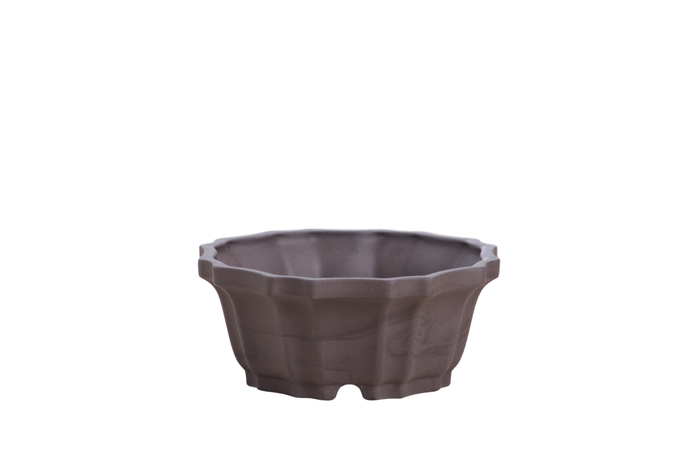 4.5-Inch Flower Bonsai Pot - Unglazed Black