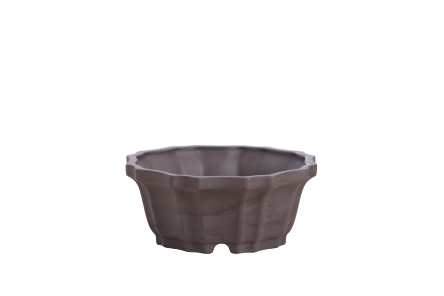 4.5-Inch Flower Bonsai Pot - Unglazed Black