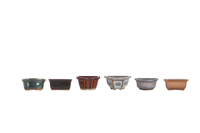 Mini Ceramic Bonsai Pot Magnets, 1.5 Inch - Set of 6