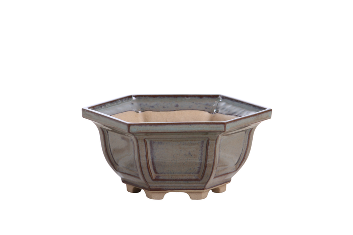 5-Inch Hexagonal Windowed Bonsai Pot - Starry Night