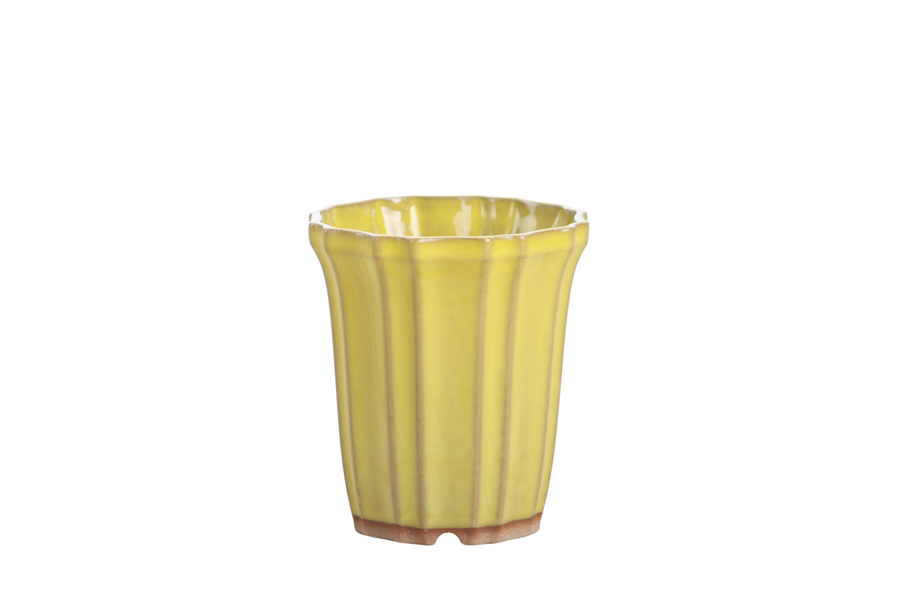 3-Inch Flower Cascade Bonsai Pot - Yellow