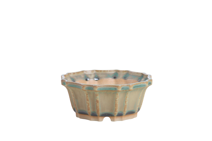 4.5-Inch Flower Bonsai Pot - Speckled Moss