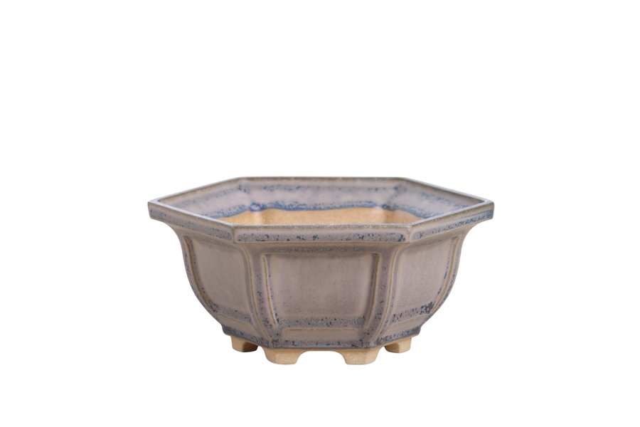 5-Inch Hexagonal Windowed Bonsai Pot - Ocean