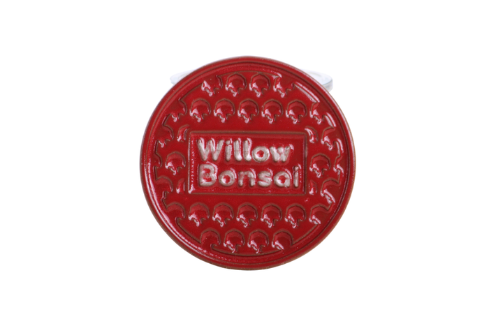 Red Ceramic Drink Coaster, 4 Inch - Willow Tree Logo