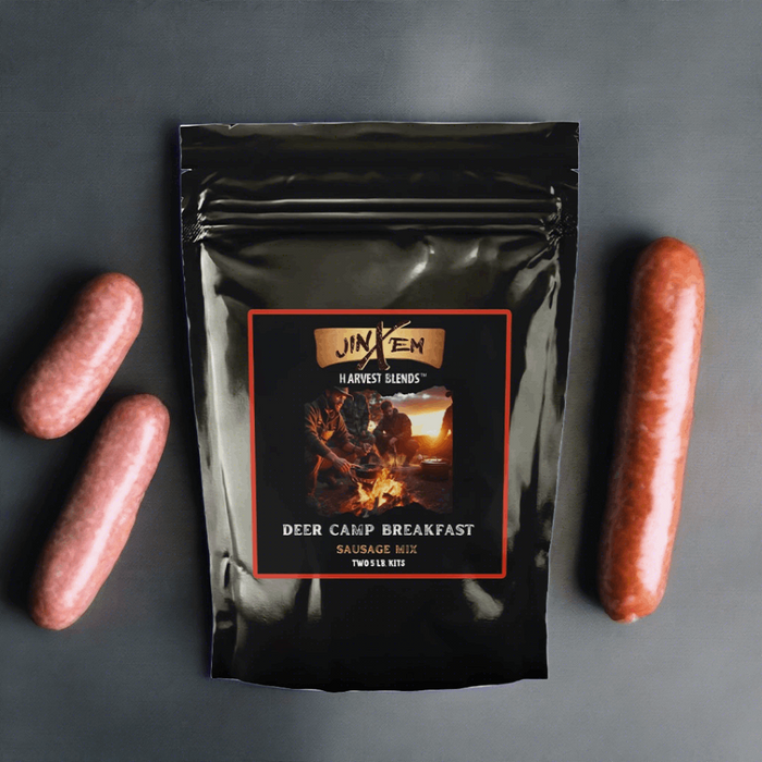 Deer Camp Breakfast Sausage Seasoning — preparation mix pouch with a food serving