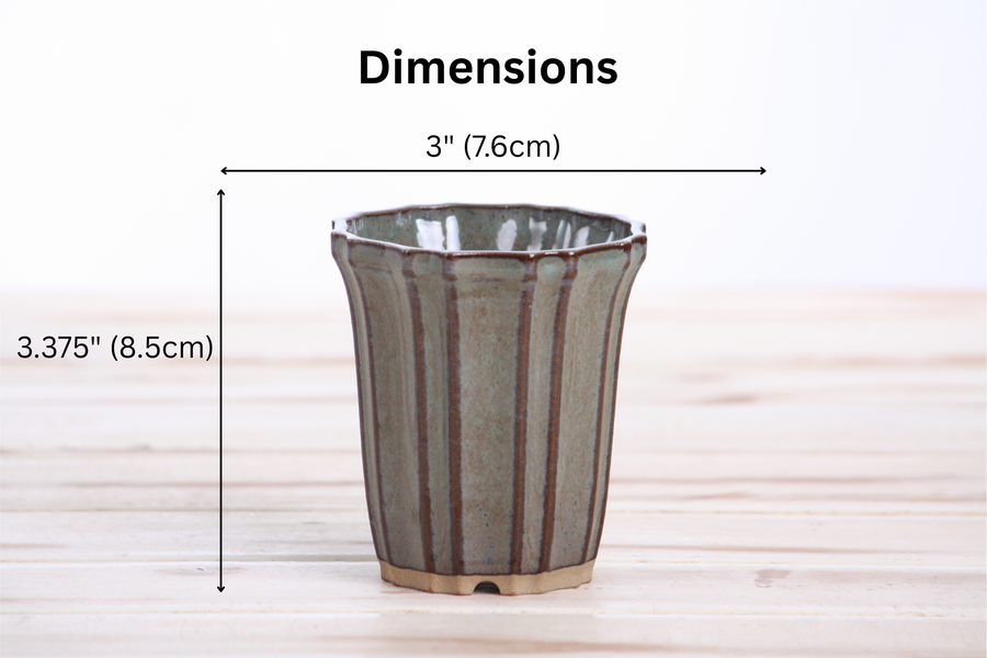 Dimensions of 3-Inch Flower Cascade Bonsai Pot - Starry Night