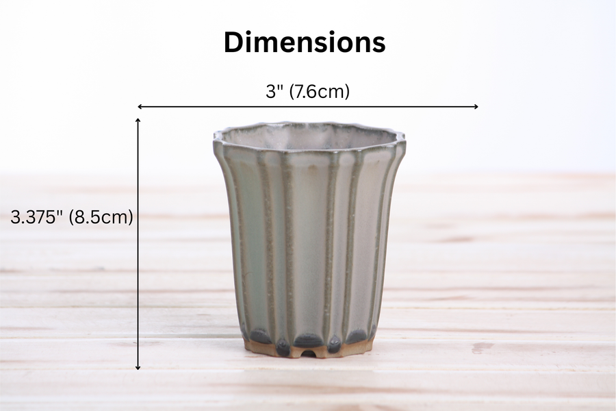 Dimensions of 3-Inch Flower Cascade Bonsai Pot - Ocean