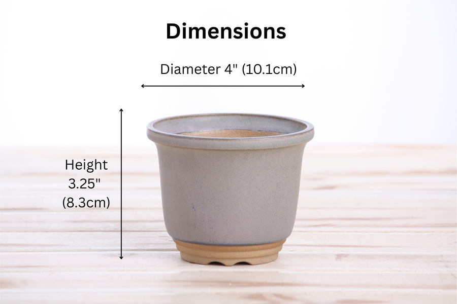 Dimensions of 4-Inch Flute Bonsai Pot - Ocean