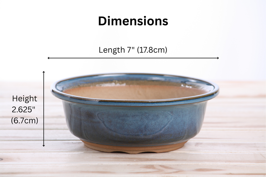 Dimensions of 7-Inch Round Bonsai Pot - Peacock 2025
