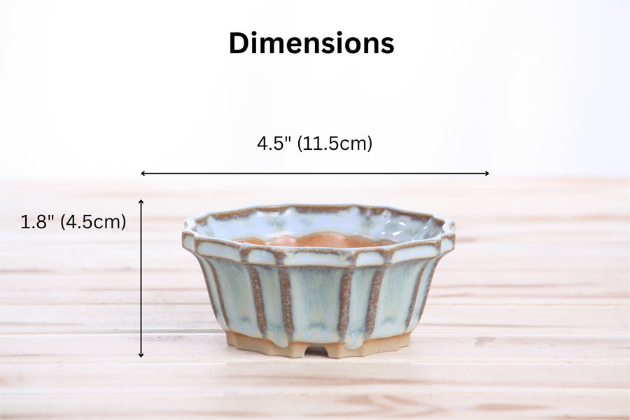 Dimensions of 4.5-Inch Flower Bonsai Pot - Glacier