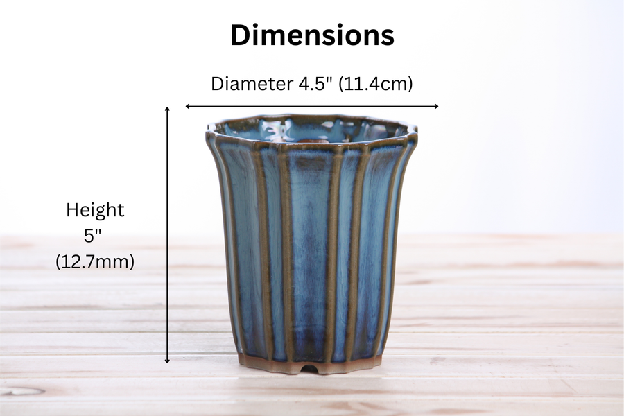 Dimensions of 4.5-Inch Flower Cascade Bonsai Pot - Peacock 2025