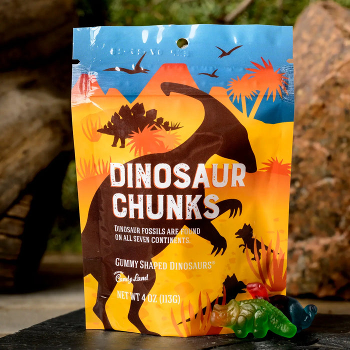 Dinosaur Gummies – Dinosaur Chunks illustrated candy pouch