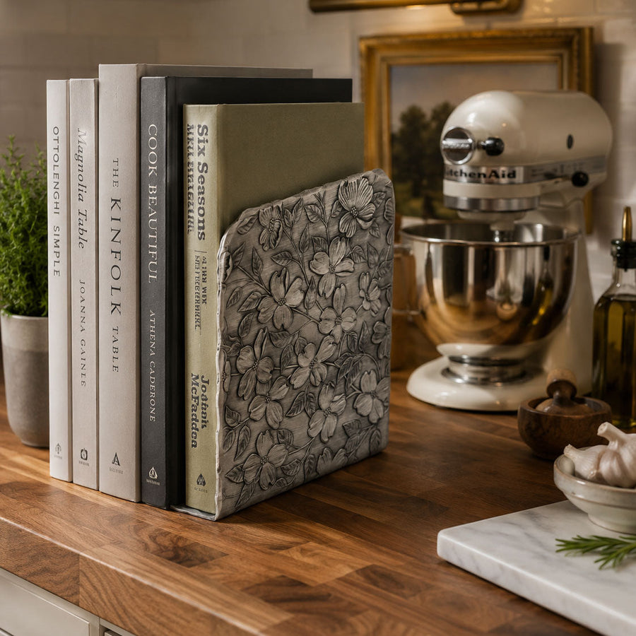 Styled display featuring Dogwood Bookends Set
