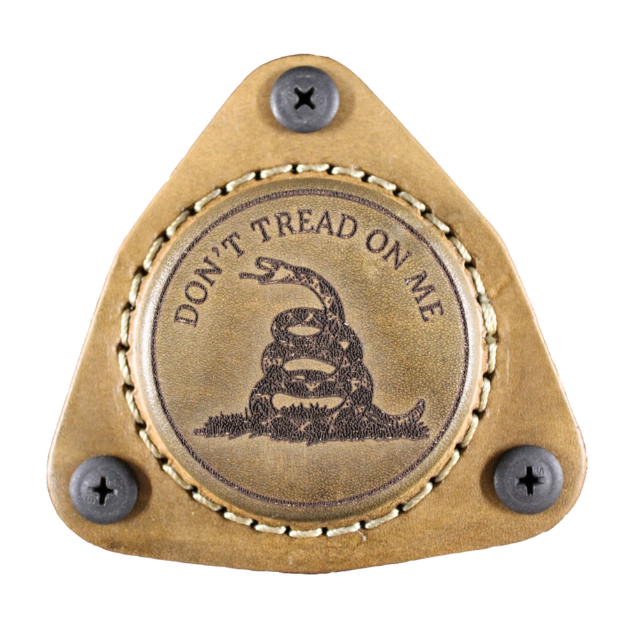 Don't Tread on Me leather-covered gun magnet with patriotic Gadsden emblem, single unit
