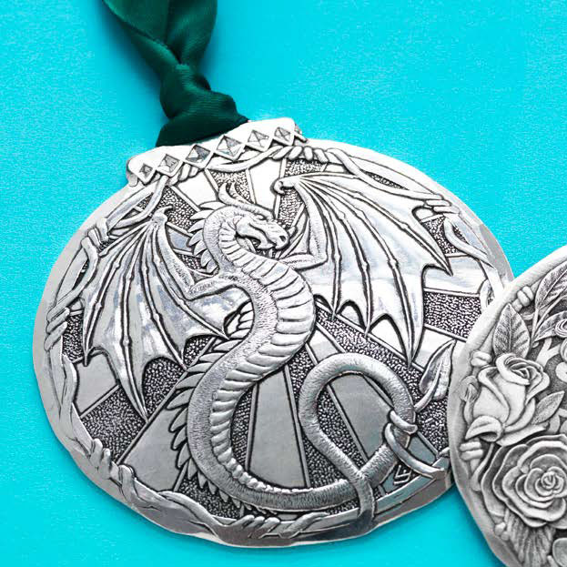 Styled display featuring Mystical Dragon Ornament