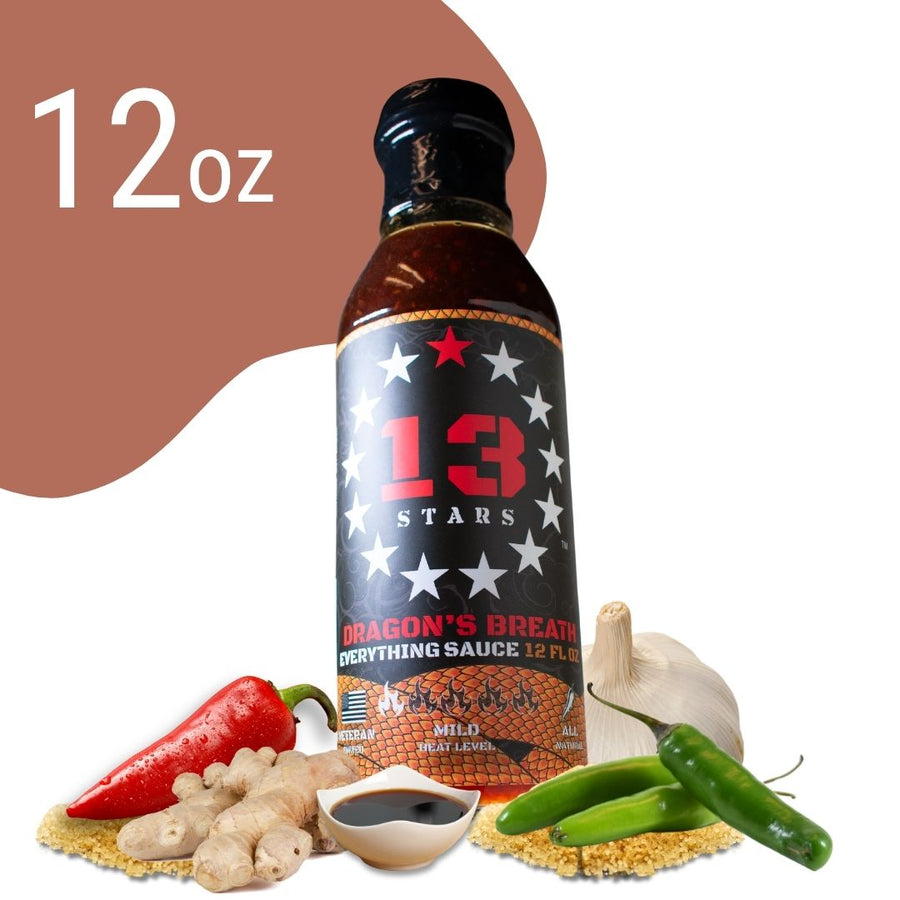 Dragon’s Breath 12 oz sauce bottle with peppers, ginger and soy sauce