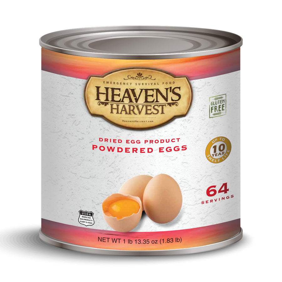 Heaven's Harvest powdered whole eggs in a number 10 can