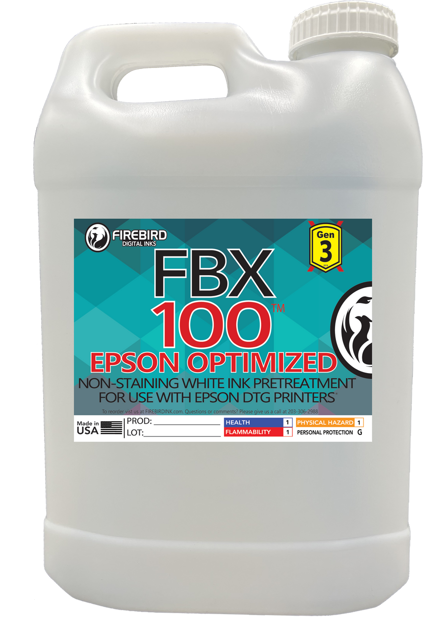 FBX-100 Gen3 Epson Optimized pretreatment in a 2.5-gallon container