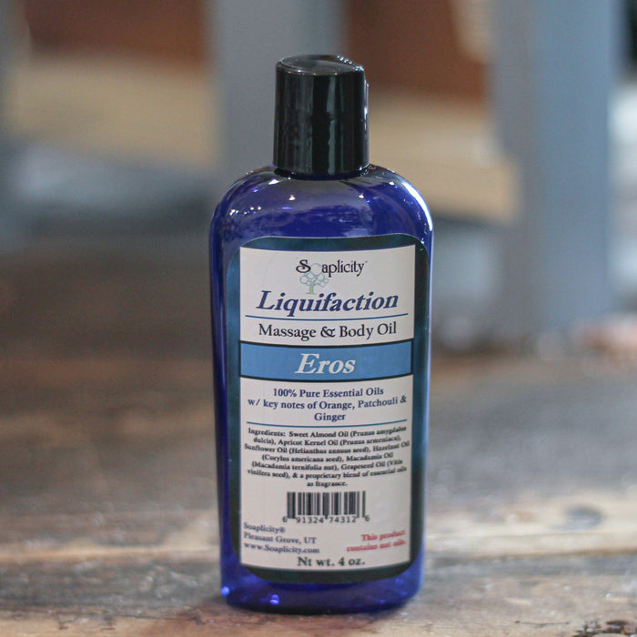 Eros Liquifaction Massage Oil — labeled container
