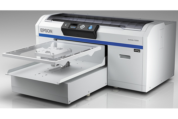 Epson F2000 garment printer shown as a DTG workflow example