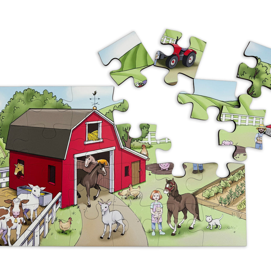 Harvest Time Farm 24-Piece Wooden Jigsaw Puzzle, 11 × 19 in.