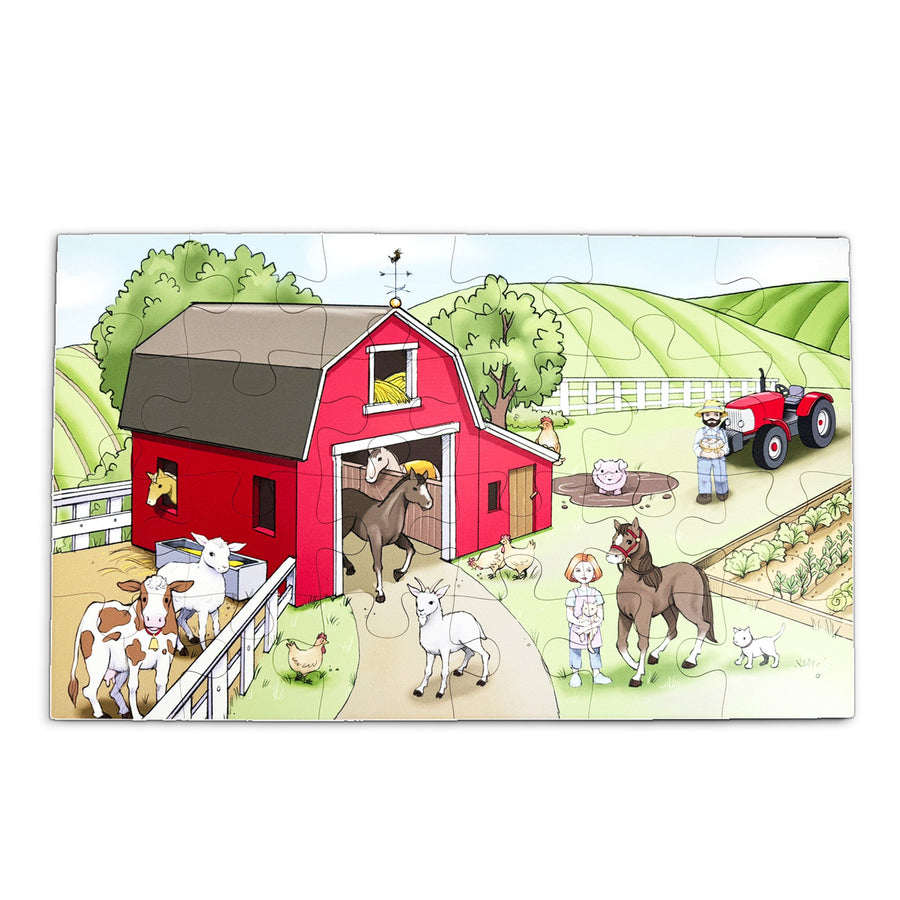Harvest Time Farm 24-Piece Wooden Jigsaw Puzzle, 11 × 19 in.