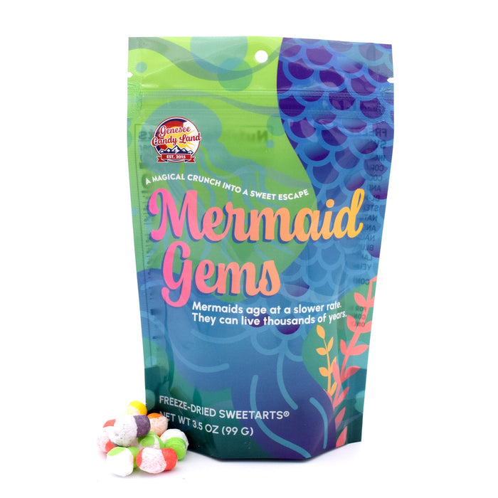 Freeze-Dried Fruit Chews – Mermaid Gems illustrated snack pouch