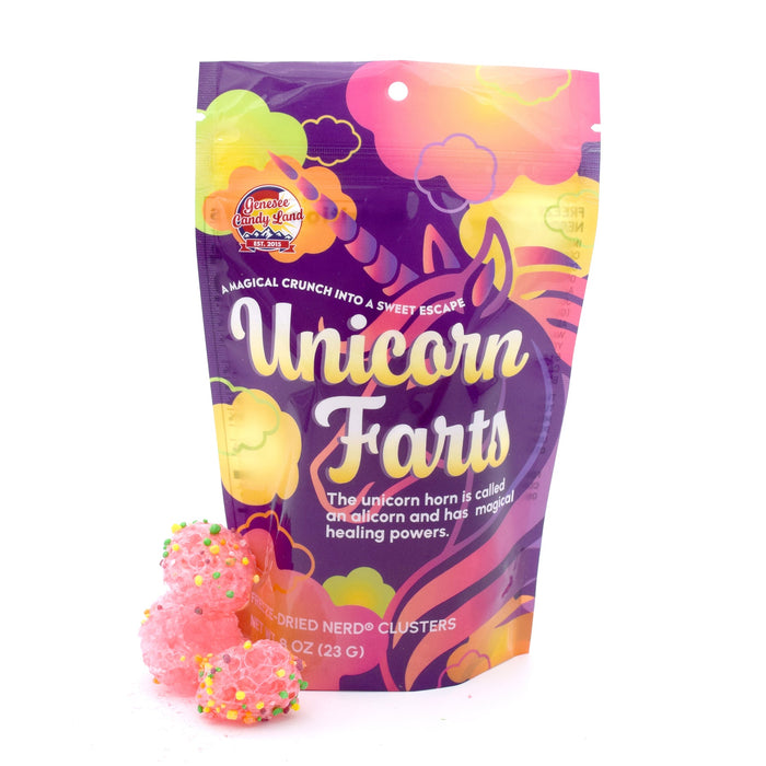 Freeze-Dried Nerds® Clusters – Unicorn Farts illustrated snack pouch