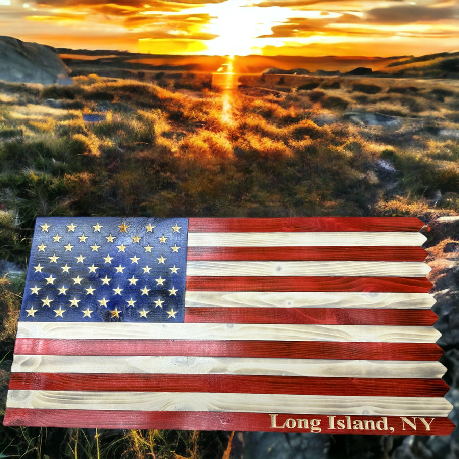 Personalized Wooden American Picket Fence Flag with Ground Stakes — product photo 7