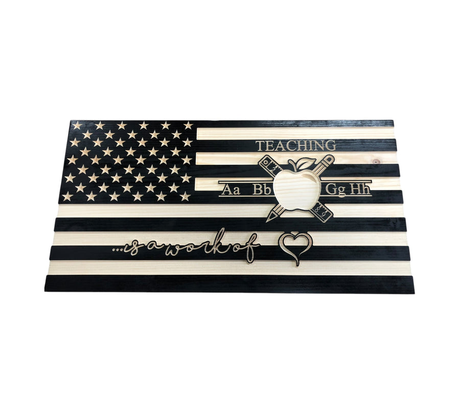 Personalized Teacher Appreciation Wooden Flag — product photo 6