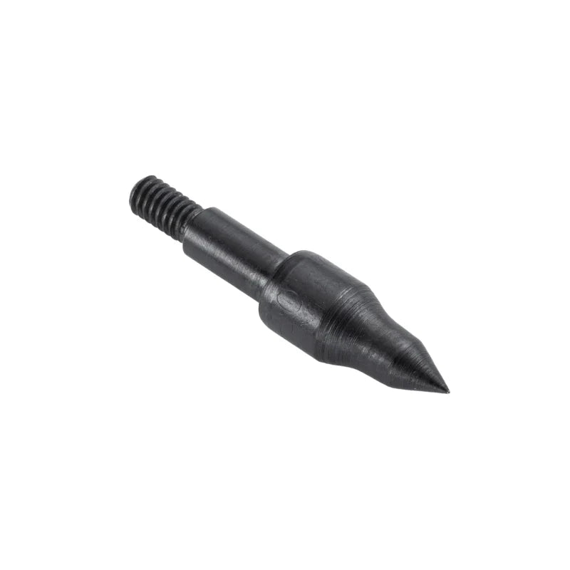 Steel screw-in field point showing the 8-32 threaded end