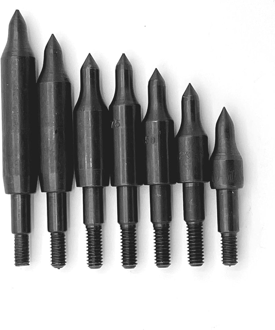 Seven field-point sizes arranged side by side