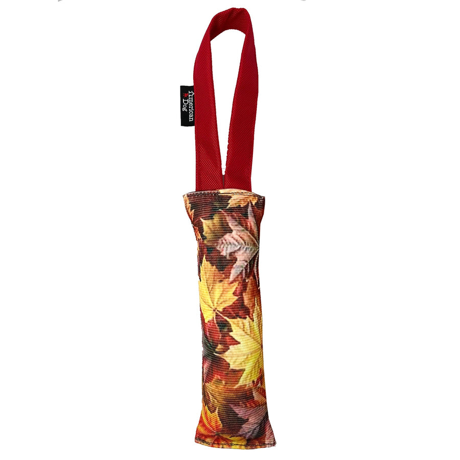 Fall Leaves fire hose dog tug with red handle