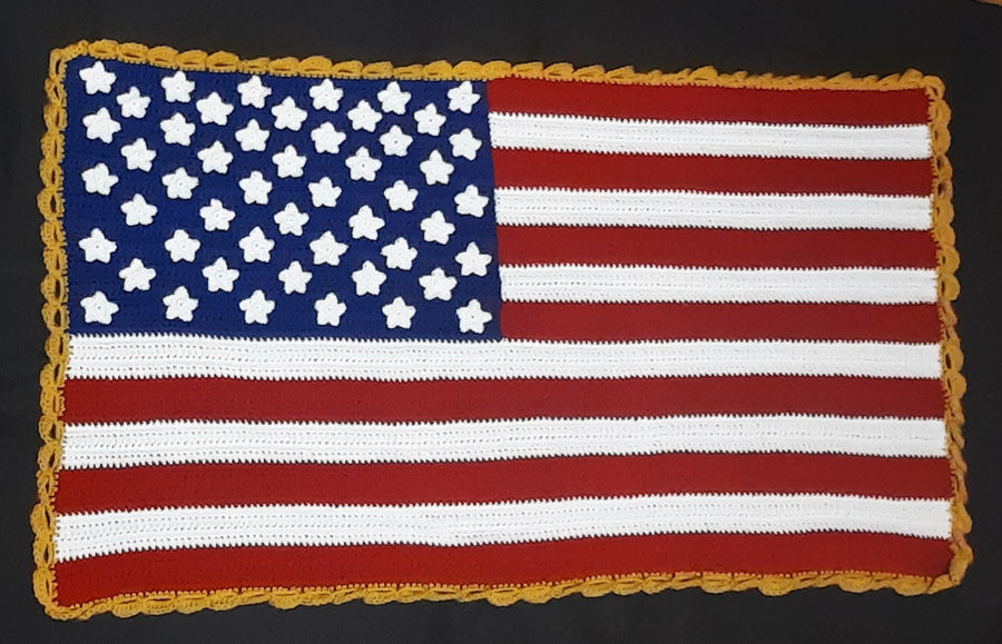 Hand-Crocheted American Flag, full hand-crocheted American flag