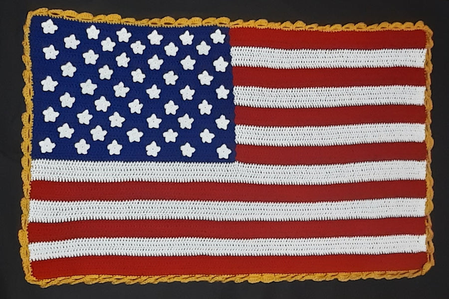 Hand-Crocheted American Flag, full hand-crocheted American flag