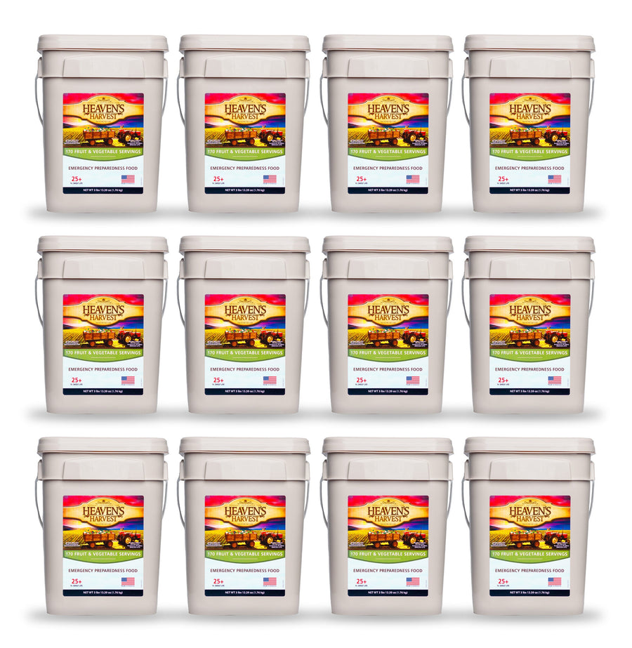 Twelve Heaven's Harvest fruit and vegetable food buckets