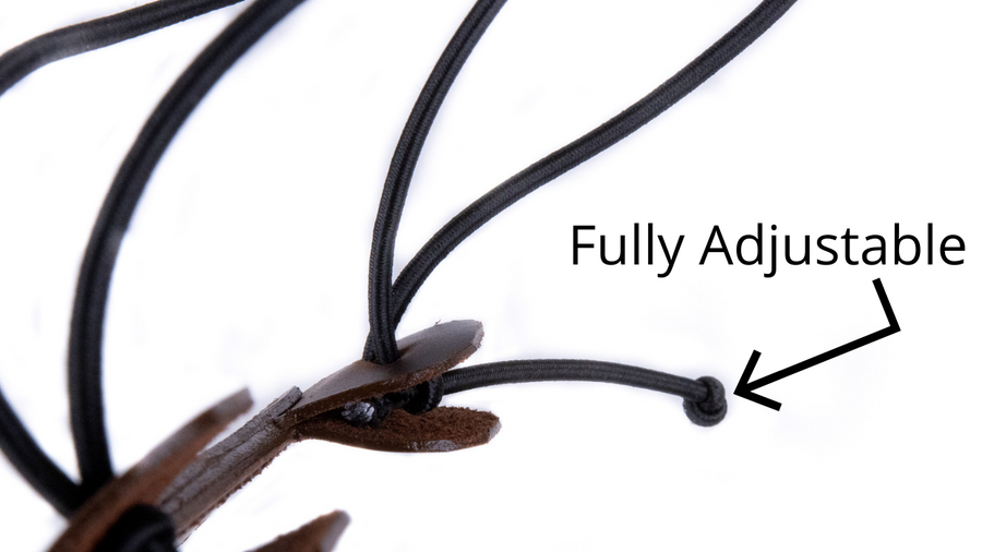 Compact Leather Archery Arm Guard — adjustable shock-cord detail