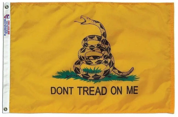 Gadsden Flag (Don't Tread on Me, Yellow) - Outdoor — outdoor flag image with product labels
