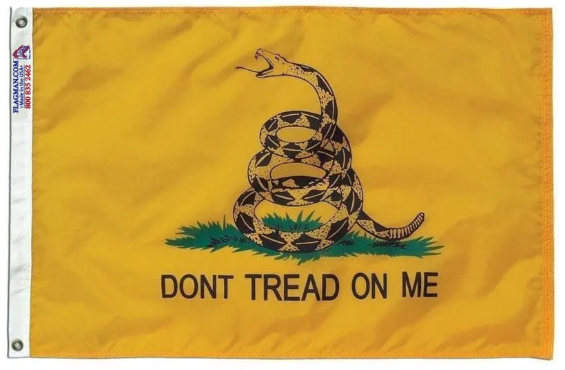 Gadsden Flag (Don't Tread on Me, Yellow) - Outdoor — outdoor flag image with product labels