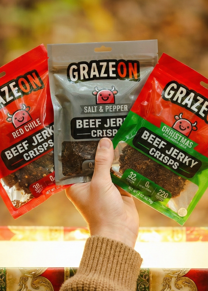 GrazeOn Beef Jerky Crisps Variety Pack – 7 × 2 oz Bags